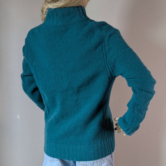 J. Crew Sweater Women's Small Emerald Green Mock Neck Supersoft Yarn Wool #J6366 - Picture 4 of 16